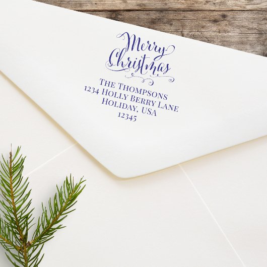 Tampon Auto-encreur Joyeux Noël Script Retourner l'adresse personnalis