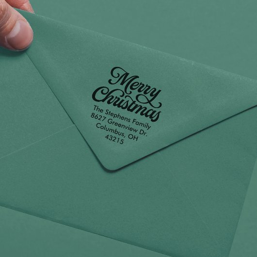 Tampon Auto-encreur Joyeux Noël simple script adresse de retour
