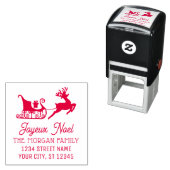 Tampon Auto-encreur Joyeux Noel Sleigh avec Reindeer Nom Retour Adress (En situation)