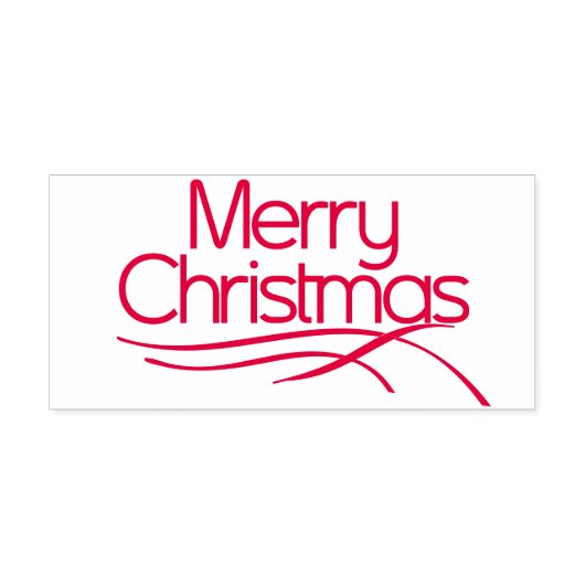 Tampon Auto-encreur Joyeux Noël stylisé rouge et lignes ondulées (Design)