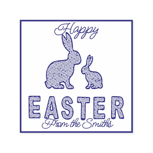 Tampon Auto-encreur Joyeux Pâques - lapins piqués (Design)
