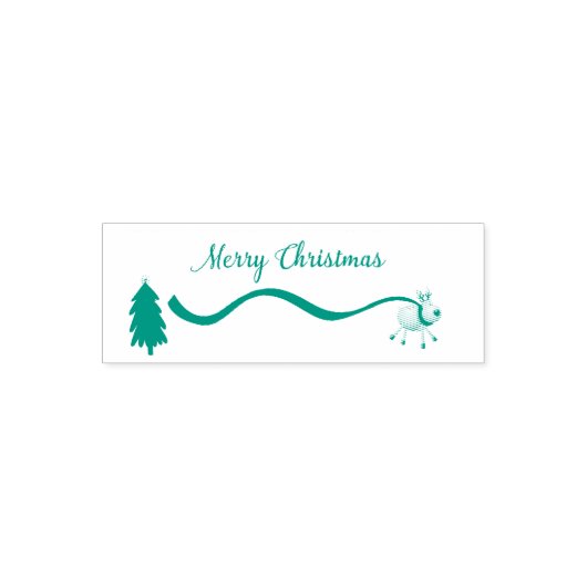 Tampon Auto-encreur Joyeux rennes de Noël en vert (Design)