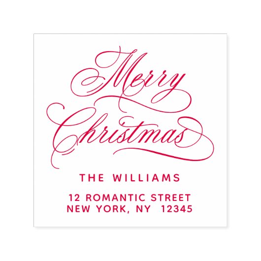 Tampon Auto-encreur Joyeux romantique Script de Noël Retourner l'adres (Design)