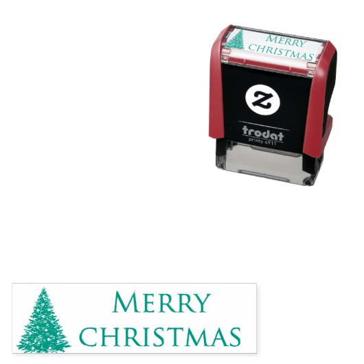 Tampon Auto-encreur Joyeux sapin de Noël en vert (En situation)