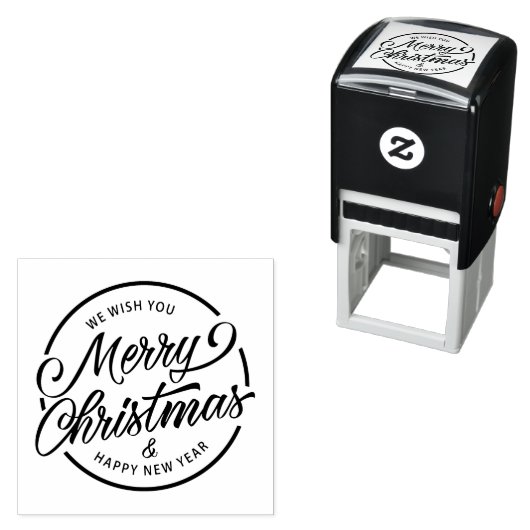 Tampon Auto-encreur Joyeux script de calgraphie de Noël (En situation)