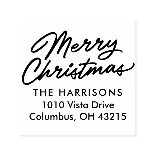 Tampon Auto-encreur Joyeux script de Noël adresse de retour (Design)