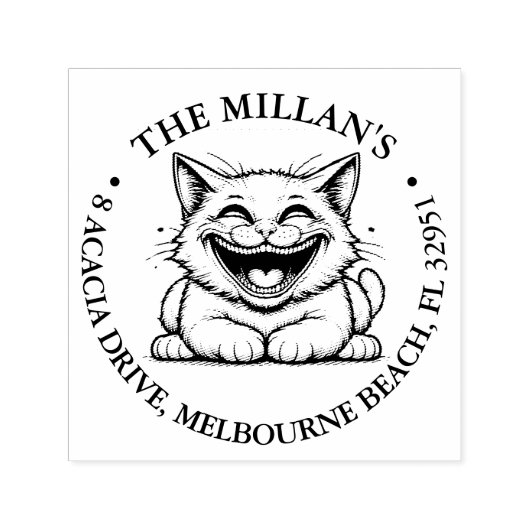 Tampon Auto-encreur Joyeux thème de chat fou (Design)