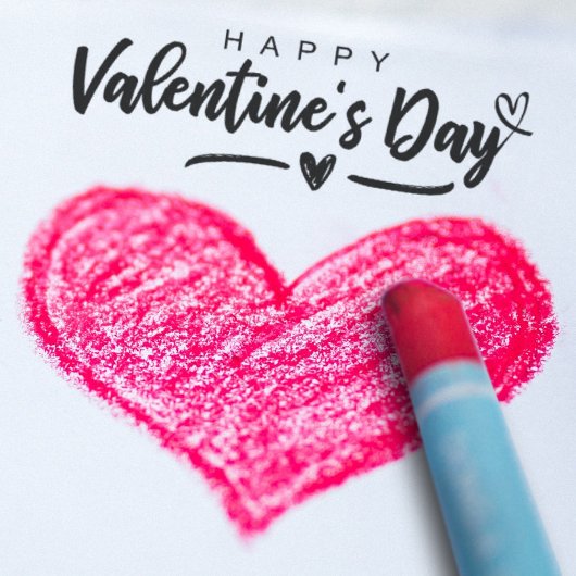 Tampon Auto-encreur Joyeux Valentines Day Script moderne Scribblé Coeu