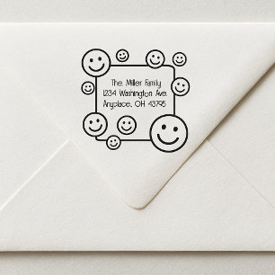 Tampon Auto-encreur Joyeux Visages souriants Adresse Auto-Inking Timbr