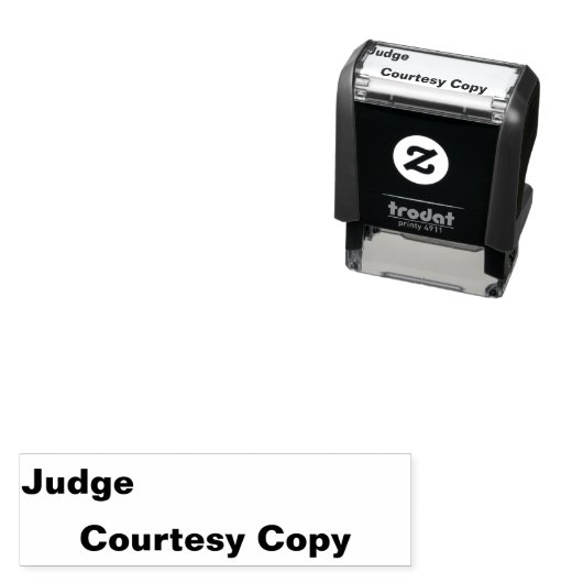 Tampon Auto-encreur Juge Courtesavec Copie Timbre (En situation)
