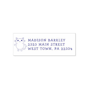 Tampon Auto-encreur Kids Kitty Cat Cube Retour Adresse Timbre