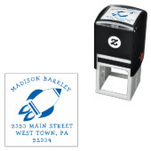 Tampon Auto-encreur Kids Rocket Ship Cute Adresse de retour Timbre (En situation)