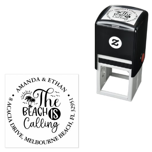 Tampon Auto-encreur la plage est le thème (En situation)