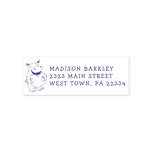 Tampon Auto-encreur La Saint Valentin de Hippo Kid's Cute (Design)