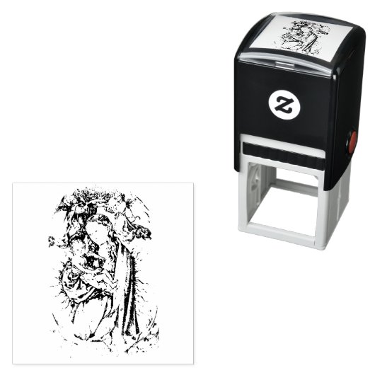 Tampon Auto-encreur La Vierge au croissant (En situation)