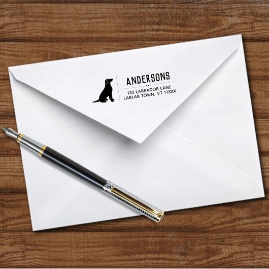 Tampon Auto-encreur Labrador Sitting Outline Adresse de retour