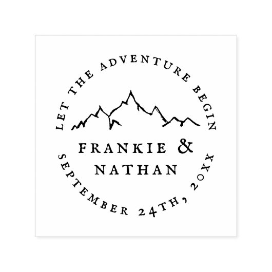 Tampon Auto-encreur Laisser Commencer L'Aventure | Mariage Enregistrer (Design)