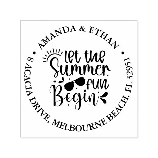 Tampon Auto-encreur Laisser commencer le plaisir d'été (Design)