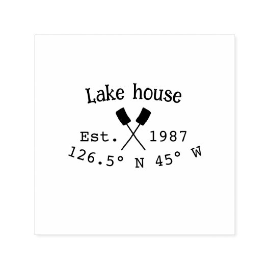 Tampon Auto-encreur Lake house et. Date année coordonnées personnalisé (Design)