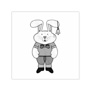 Tampon Auto-encreur Lapin avec une cloche à l'oreille