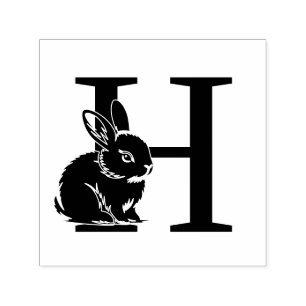 Tampon Auto-encreur Lapin Bébé sur Monogramme Initial Gras Unique