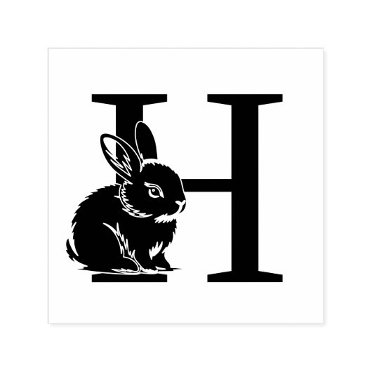 Tampon Auto-encreur Lapin Bébé sur Monogramme Initial Gras Unique (Design)