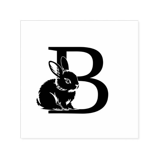 Tampon Auto-encreur Lapin Bébé sur Monogramme Initial Gras Unique (Design)