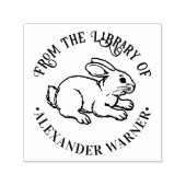 Tampon Auto-encreur Lapin de Pâques mignon dessin linéaire rond nom de (Design)