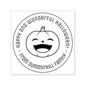 Tampon Auto-encreur Laughing Halloween Pumpkin Round Message (Design)