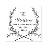 Tampon Auto-encreur Laurel Wreath Calligraphie Nom Adresse de retour (Design)