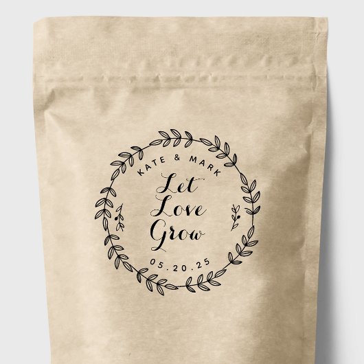 Tampon Auto-encreur Laurel Wreath Let Love Grow Wedding Favor