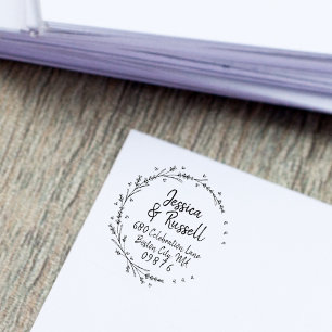 Tampon Auto-encreur Lavender Hearts Wreath Address