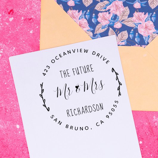 Tampon Auto-encreur L'avenir M. & Mme | Mariage Rustique à main