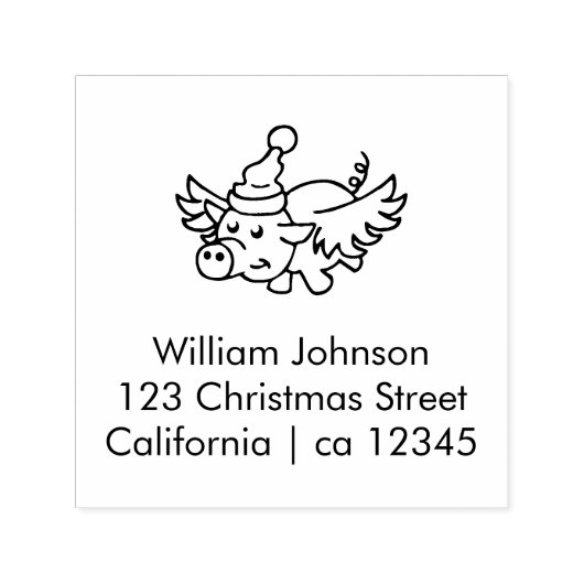 Tampon Auto-encreur Le cochon volant de Noël (Design)