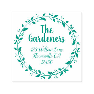 Tampon Auto-encreur Leaf Vine Florale Cercle de fleurs Adresse de reto