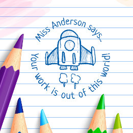 Tampon Auto-encreur L'enseignant raconte hors de ce monde une fusée pe