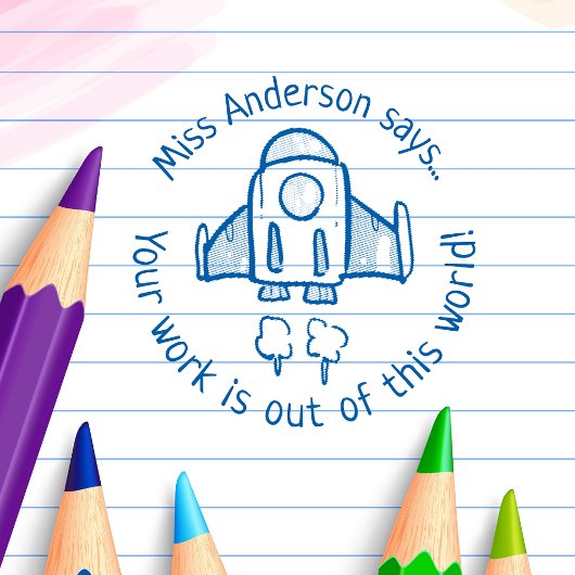 Tampon Auto-encreur L'enseignant raconte hors de ce monde une fusée pe