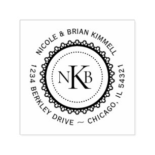 Tampon Auto-encreur Lenteur ronde Initiales Monogramme Créez votre pro