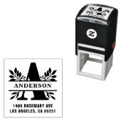 Tampon Auto-encreur Lettre A Classic Foliage Famille Monogramme Adress (En situation)