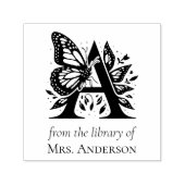 Tampon Auto-encreur Lettre A Papillon Monogramme De la Bibliothèque De (Design)