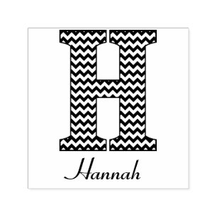 Tampon Auto-encreur Lettre Chevron noir et blanc H Monogramme