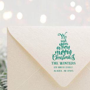 Tampon Auto-encreur Lettre Christmas Tree Holiday Adresse de retour