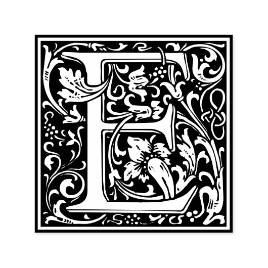Tampon Auto-encreur Lettre E Art nouveau Carrelage noir et blanc (Design)