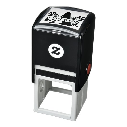 Tampon Auto-encreur LETTRE NOIRE A Feuille Scintillé Monogramme (Produit)