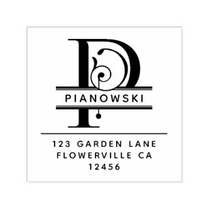 Tampon Auto-encreur Lettre principale de fantaisie - P - monogramme