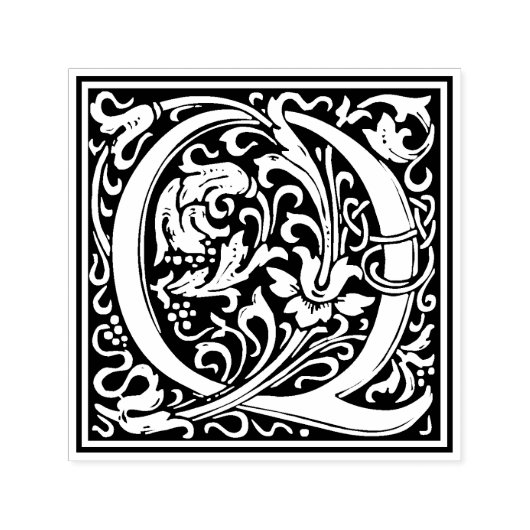 Tampon Auto-encreur Lettre Q de William Morris, timbre floral victorie (Design)