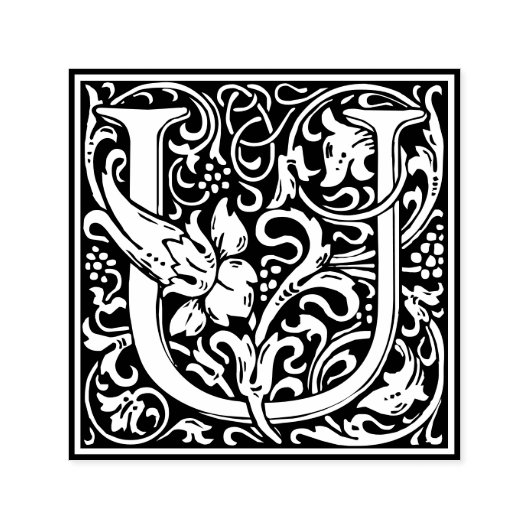 Tampon Auto-encreur Lettre U Art nouveau Carrelage noir et blanc (Design)