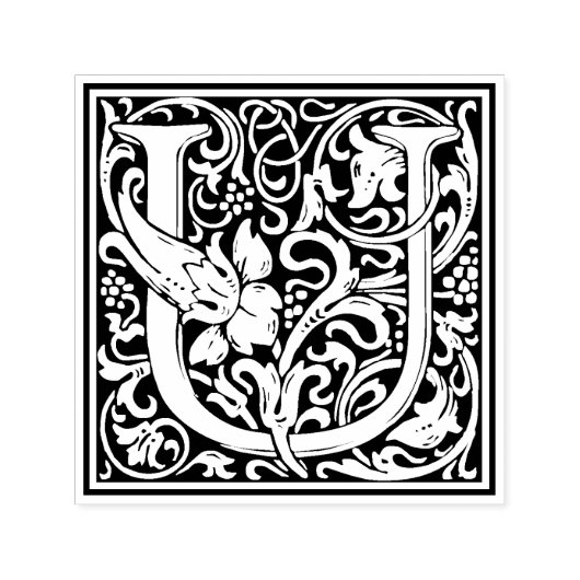 Tampon Auto-encreur Lettre U de William Morris Cachet Floral Victorien (Design)