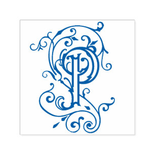Tampon Auto-encreur LETTRE VITALE vintage P MONogramme INITIAL
