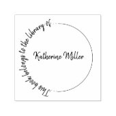 Tampon Auto-encreur Librairie moderne de nom personnalisé à main ronde (Design)